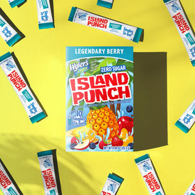 Gym bag scene with Wyler's Light Island Punch for quick hydration.