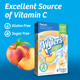 Wylers Light Peach glass of water being stirred for refreshing hydration