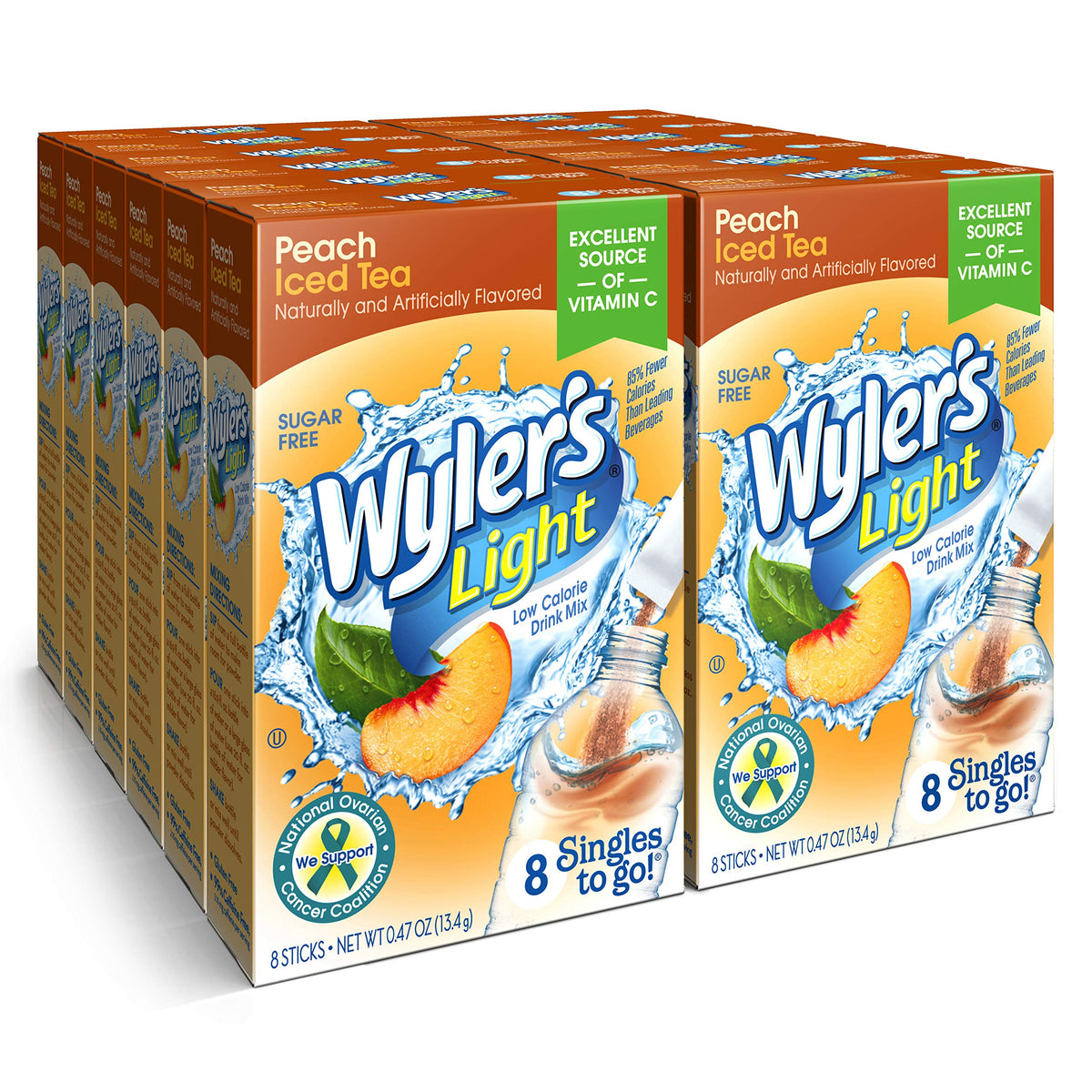 Wyler's Light Peach Iced Tea packet for quick on-the-go hydration.