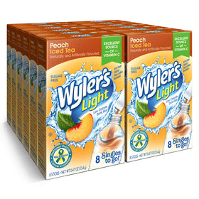 Wyler's Light Peach Iced Tea packet for quick on-the-go hydration.