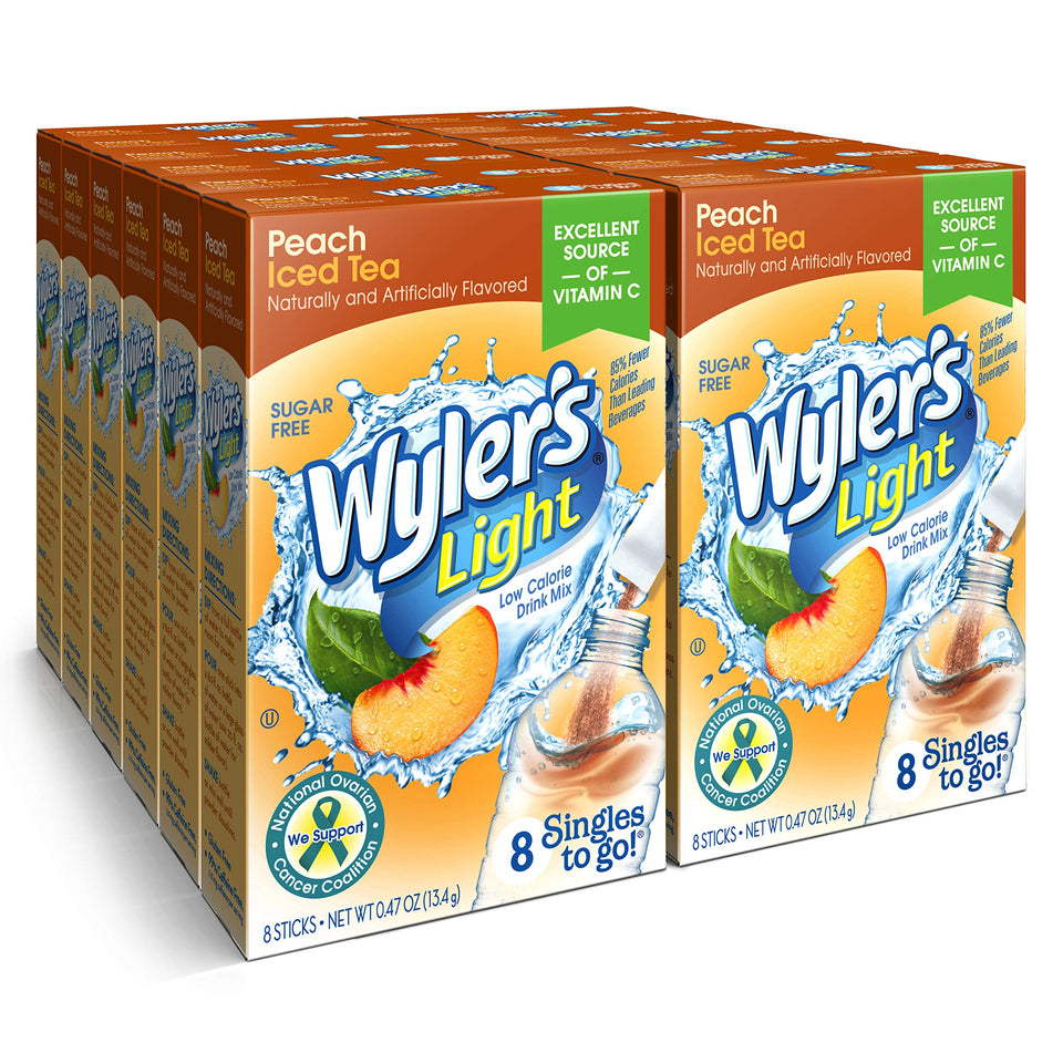 Wyler's Light Peach Iced Tea packet for quick on-the-go hydration.