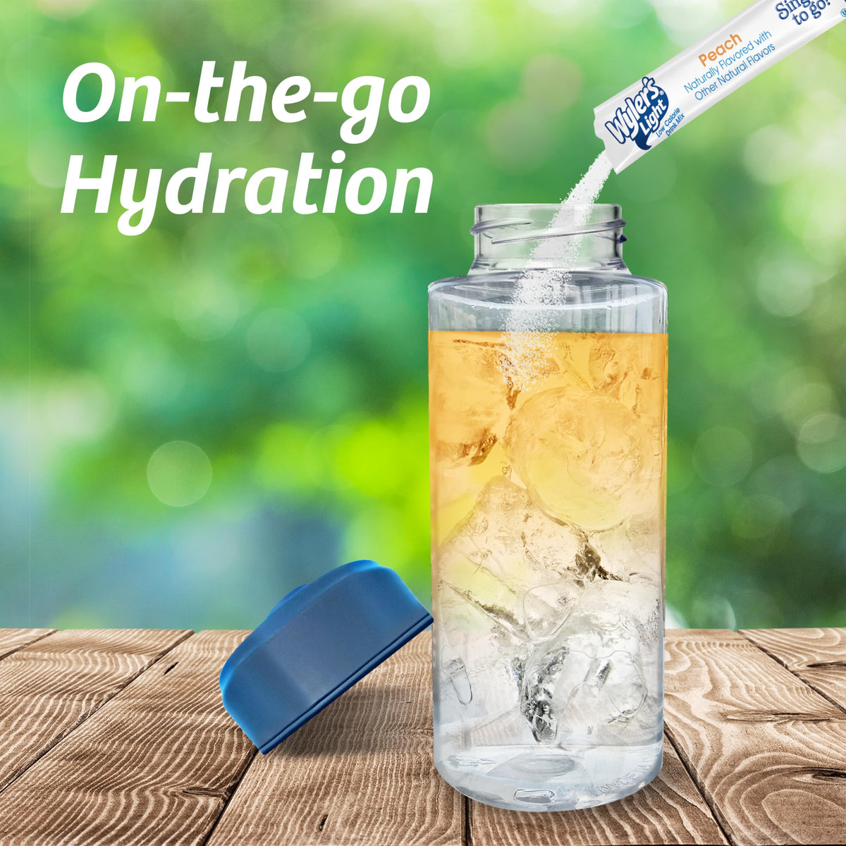 Wylers Light Peach packaging on a desk for office hydration