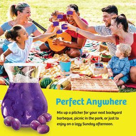Pitcher filled with Wyler's Light grape flavor on the kitchen counter