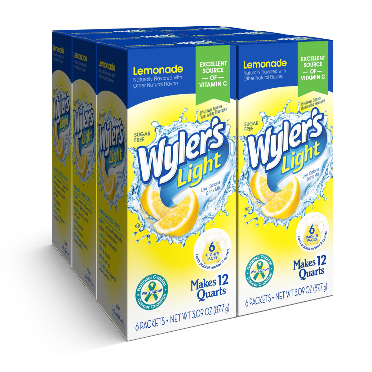 Wyler's Light Pitcher Packs Lemonade in glass, refreshing hydration with bright citrus aroma.