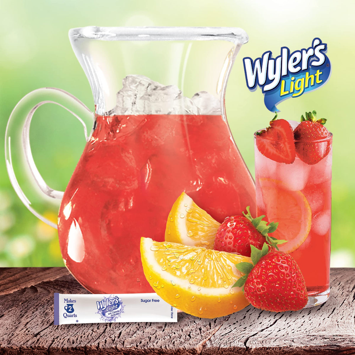 Wyler's Light Pitcher Packs on grocery shelf for easy flavor choice.