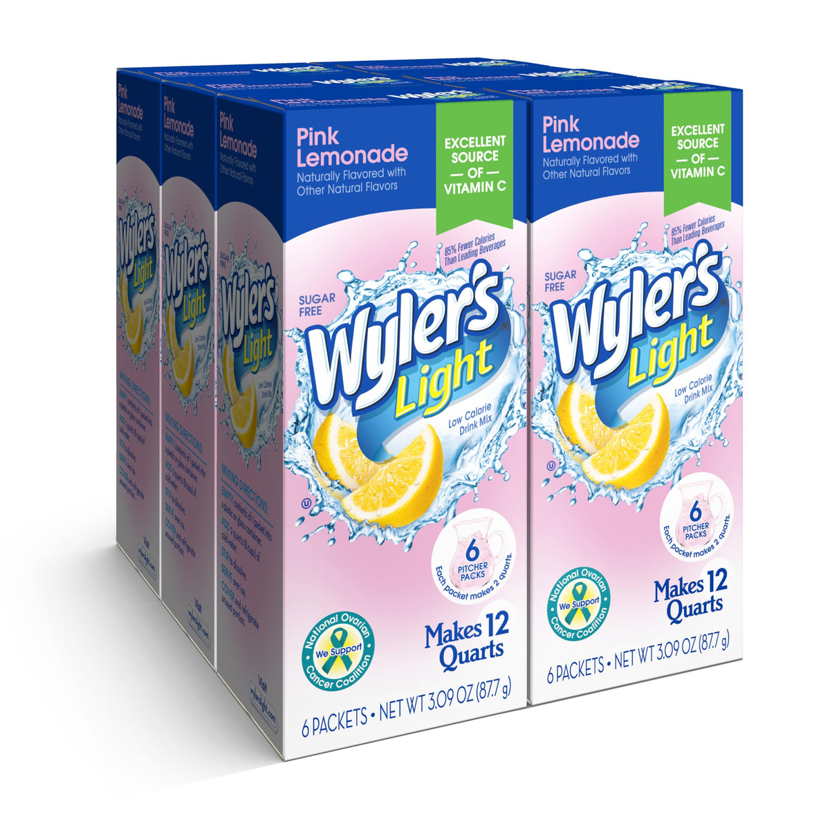 Wyler's Light pink lemonade box for flavorful hydration at gatherings and on the go.