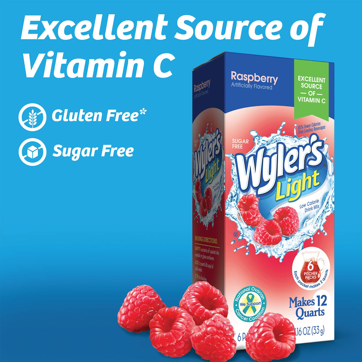 Wyler's Light Raspberry pink pitcher with vibrant flavor and light sweetness.