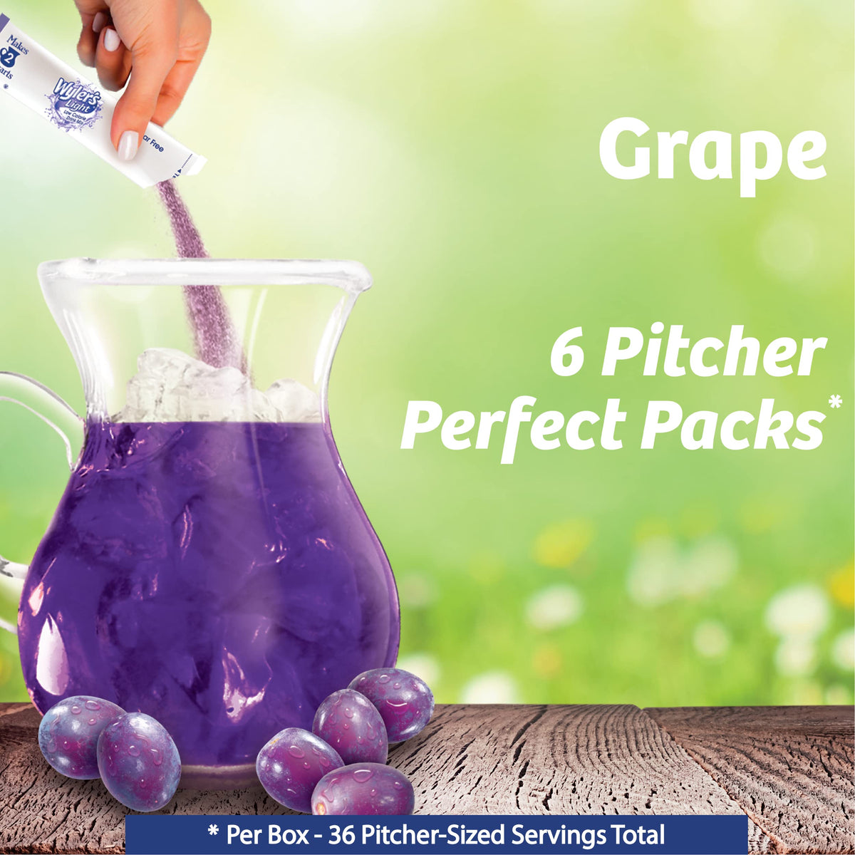 Pouring Wyler's Light grape into a glass for refreshing flavor