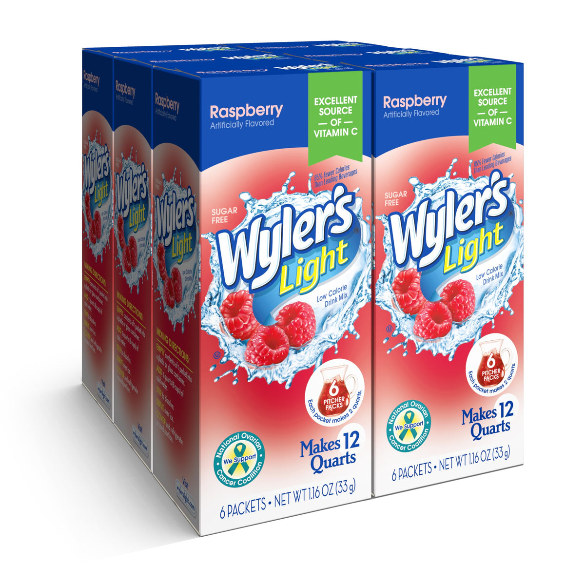Wyler's Light Raspberry Pitcher Packs in a glass, sugar-free flavor for refreshing hydration.