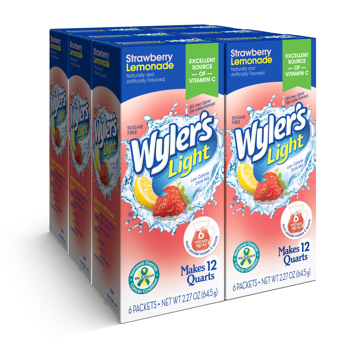 Wyler's Light Pitcher Packs Strawberry Lemonade box provides easy low-calorie flavor.