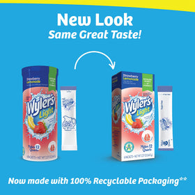 Wyler's Light Pitcher Packs Strawberry Lemonade being poured into a glass.
