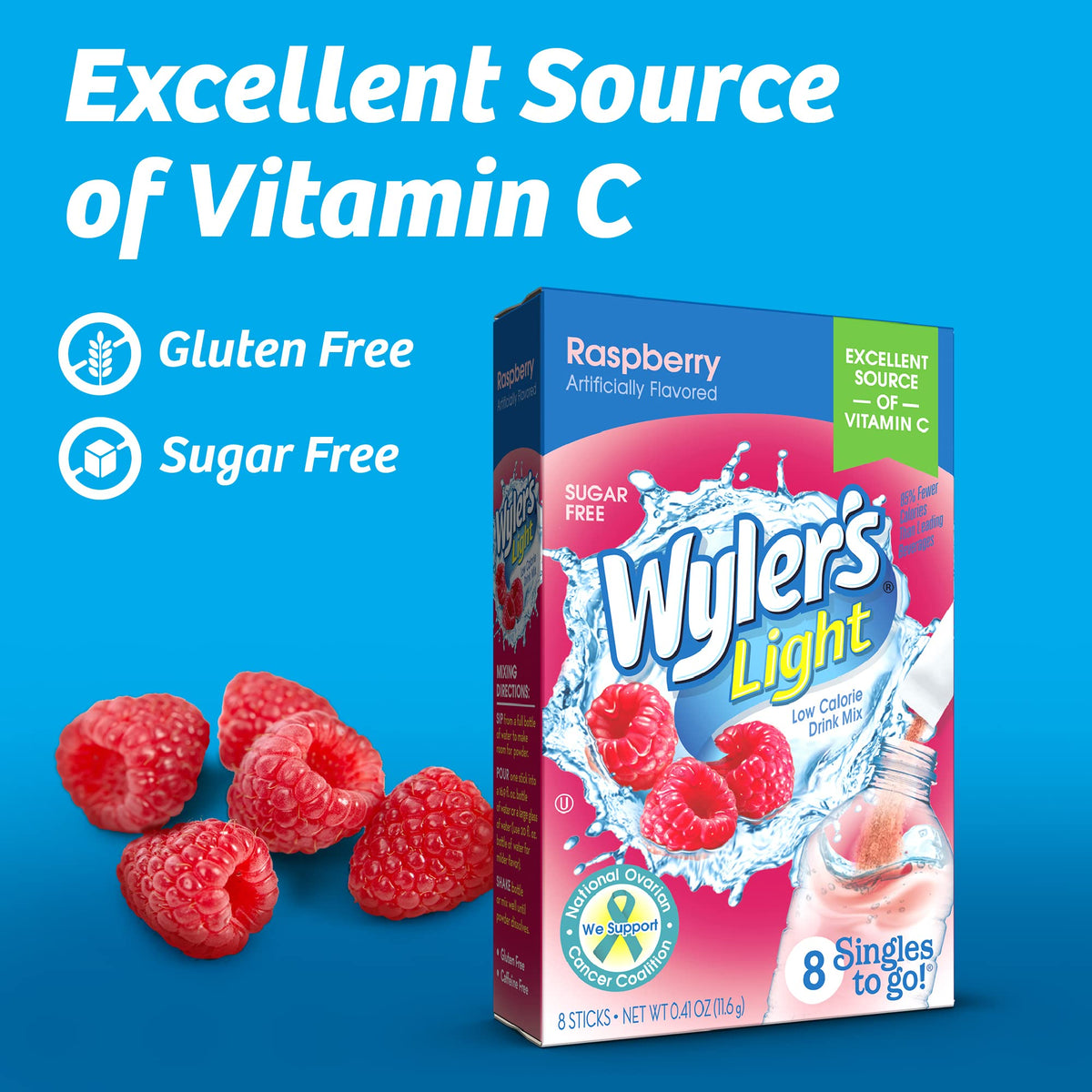 Wyler's Light Raspberry drink poured into a glass for flavor.