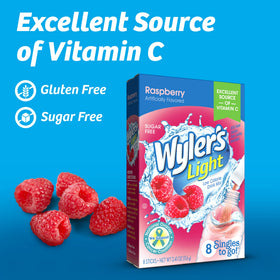 Wyler's Light Raspberry drink poured into a glass for flavor.