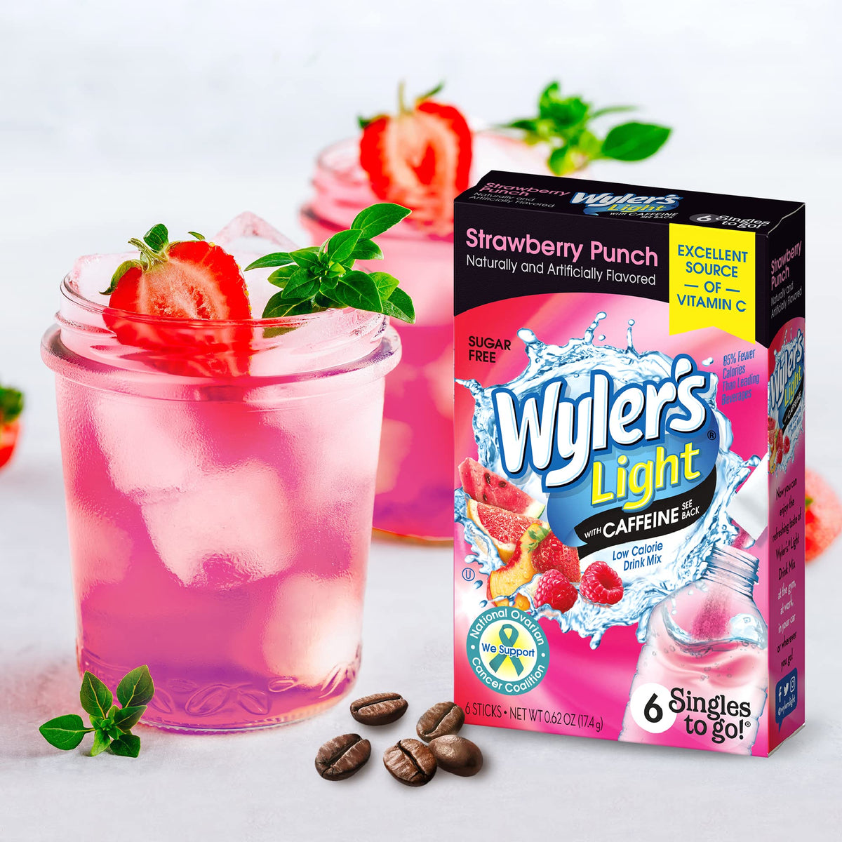 Wyler's Light Strawberry Punch boxes with six packets each for easy hydration