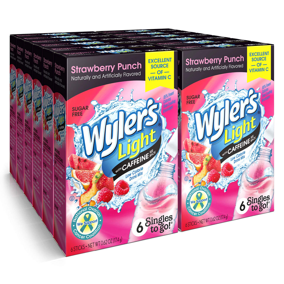 Wyler's Light caffeinated Strawberry Punch packaging for grab-and-go hydration