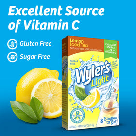 Wyler's Light Lemon Iced Tea packet dissolving in water