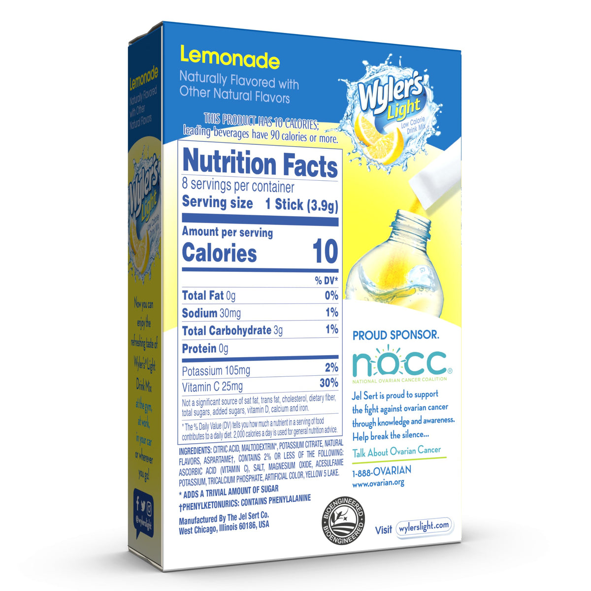 Close-up of Wyler’s Light Lemonade packets for quick stir-in hydration