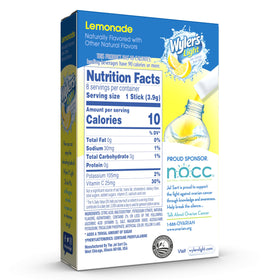 Close-up of Wyler’s Light Lemonade packets for quick stir-in hydration