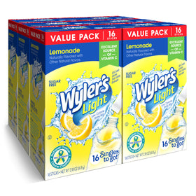 Wyler's Light Singles To Go lemonade packets for on-the-go hydration