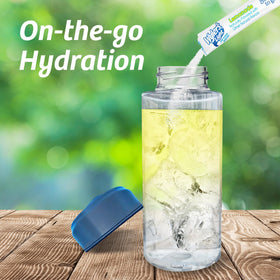 Prepared Wyler’s Light Lemonade in a glass, ready to sip