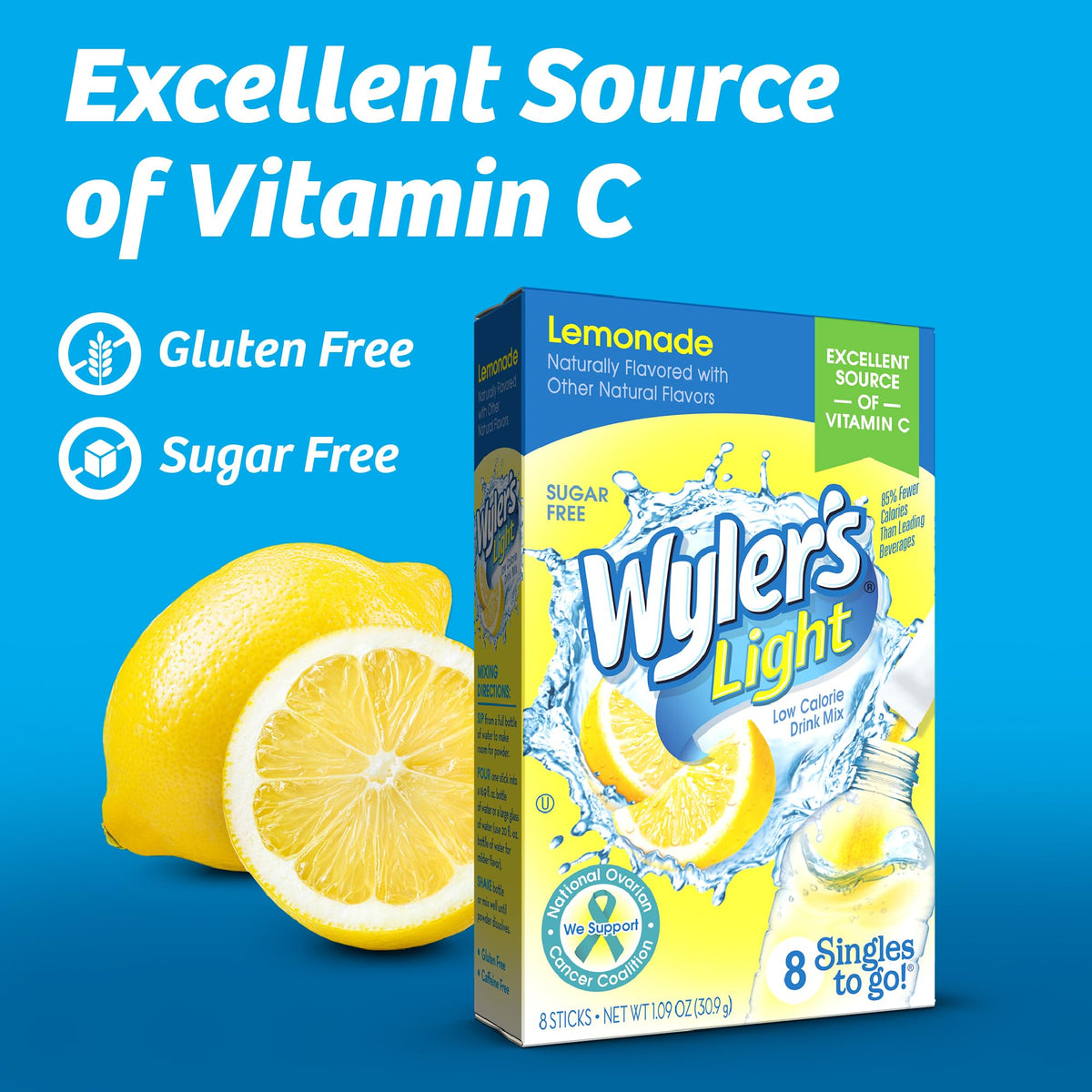 Bottle being shaken with Wyler’s Light Lemonade for easy mixing