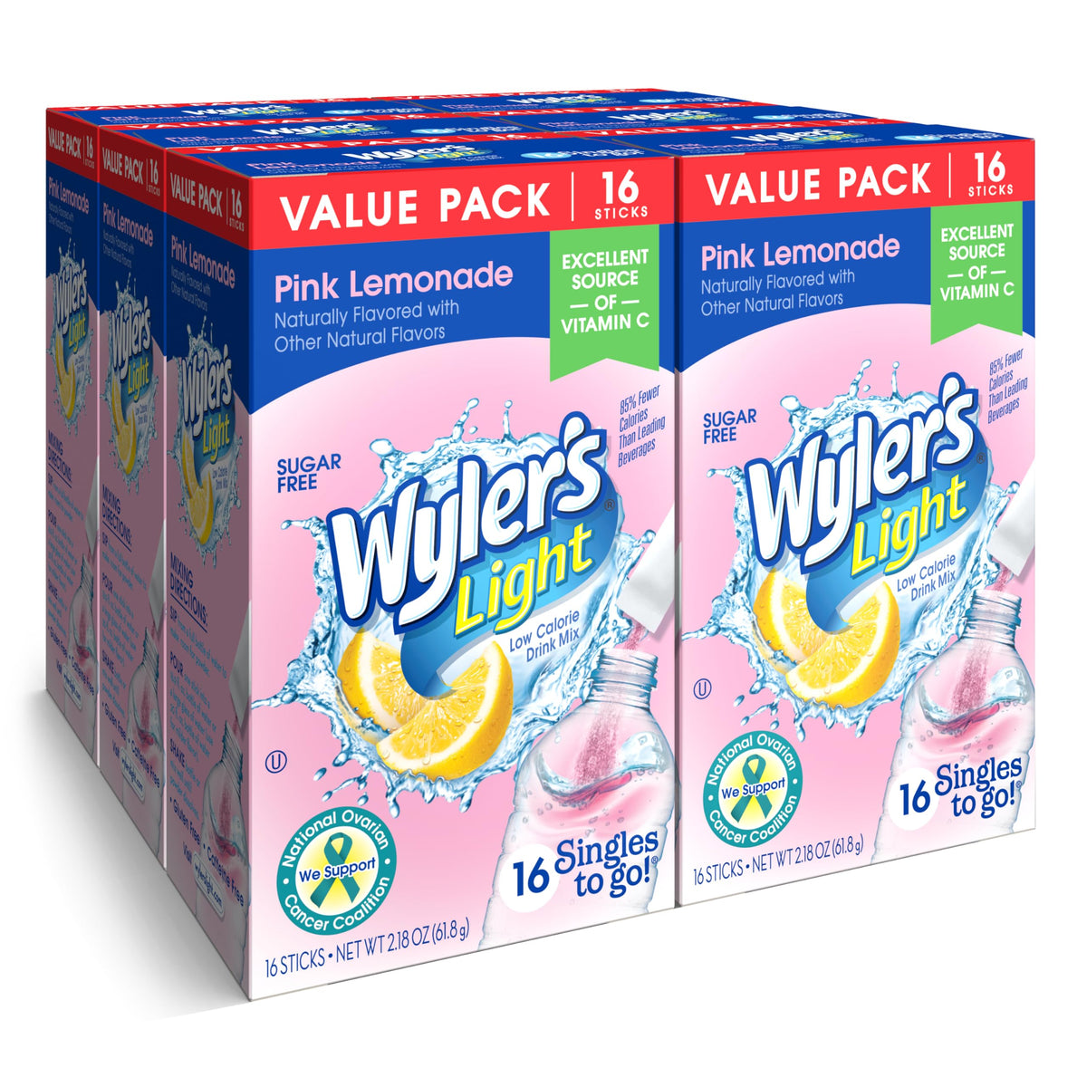 Wyler's Light Singles To Go case with 6 boxes, convenient hydration on the go for busy days.