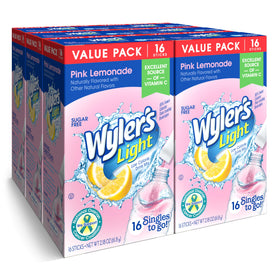 Wyler's Light Singles To Go case with 6 boxes, convenient hydration on the go for busy days.