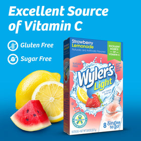 Wyler's Light Singles To Go packet added to a water bottle for hydration on the go.