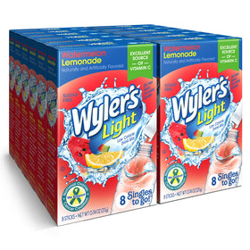 Wyler's Light Watermelon Lemonade packet dissolving in water for a refreshing, sugar-free sip.