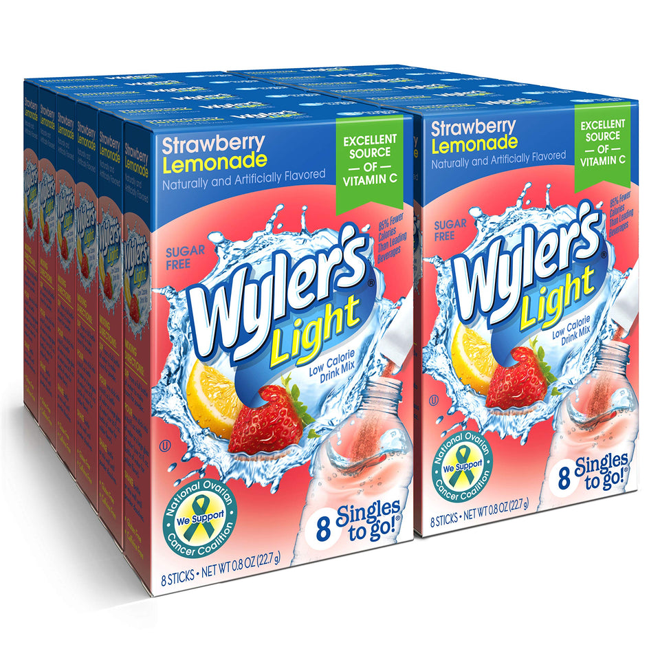 Wyler's Light Strawberry Lemonade packet box for convenient hydration on the go