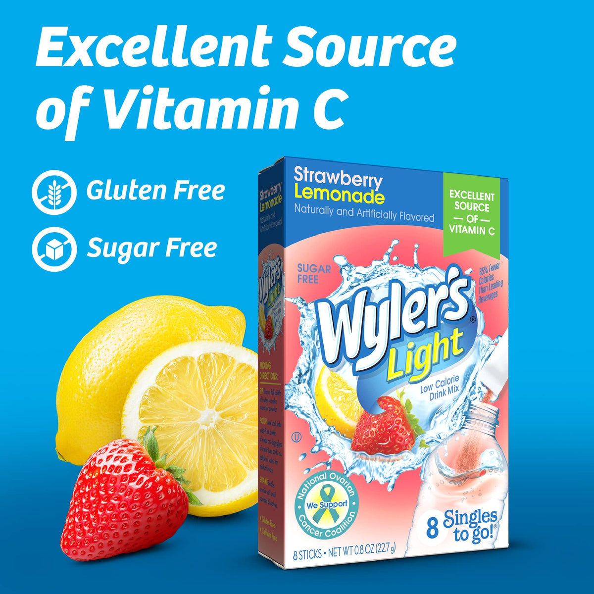 Wyler's Light Strawberry Lemonade being poured into water