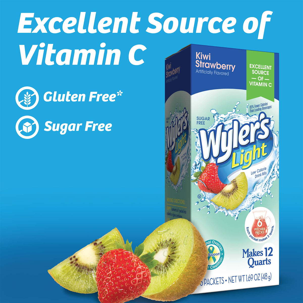 Label highlights sugar-free and 5 calories per serving for smarter choices