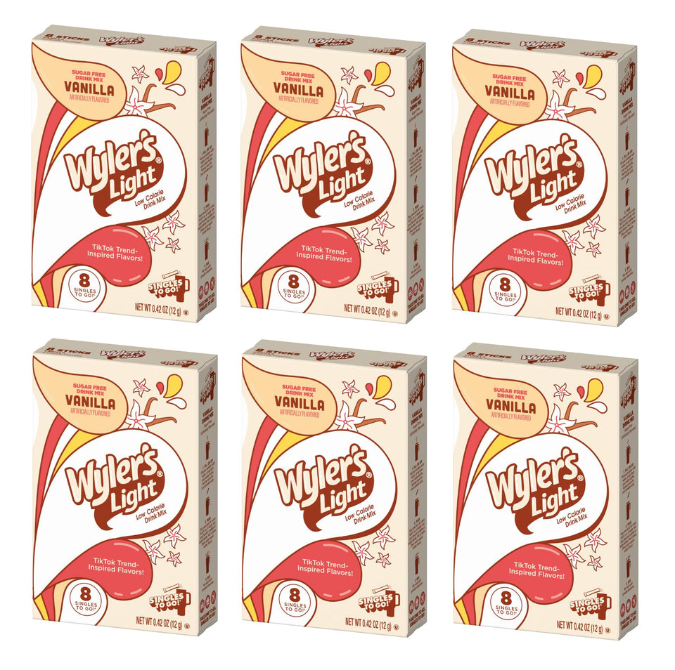 Wyler's Light Vanilla singles-to-go packets for easy hydration on the move.