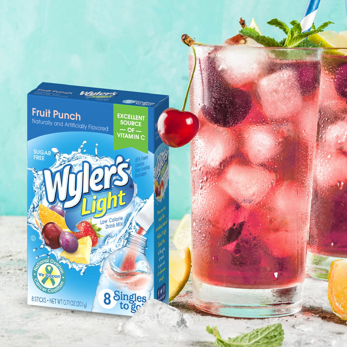 Wyler's Light water bottle with powder for easy flavor in every sip.