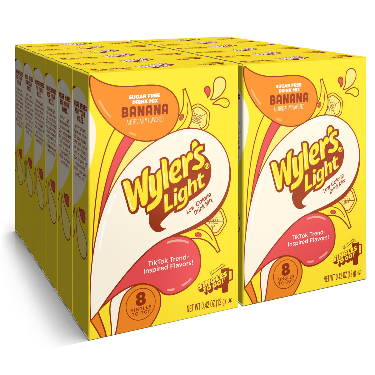 Wyler's Light Watertok Banana box front for 96 servings on the go.