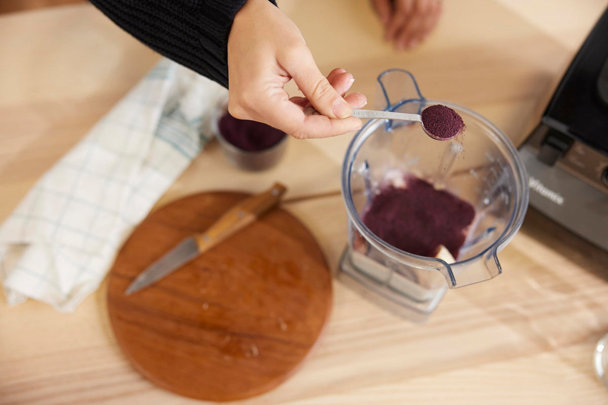 Wyman’s Wild Blueberry Powder displays rich purple color from concentrated berries.
