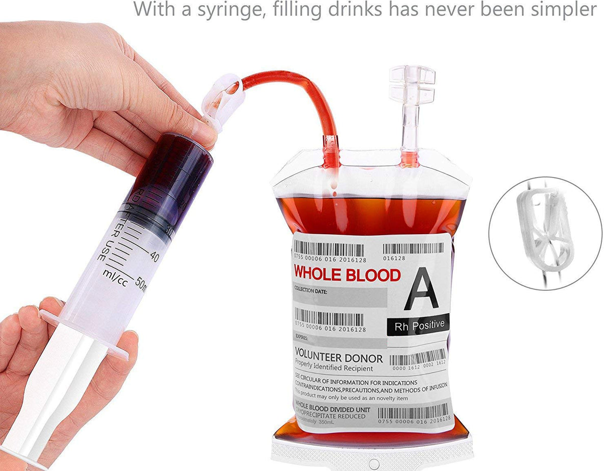 WYNK blood bag with customizable blood types for playful labeling options.