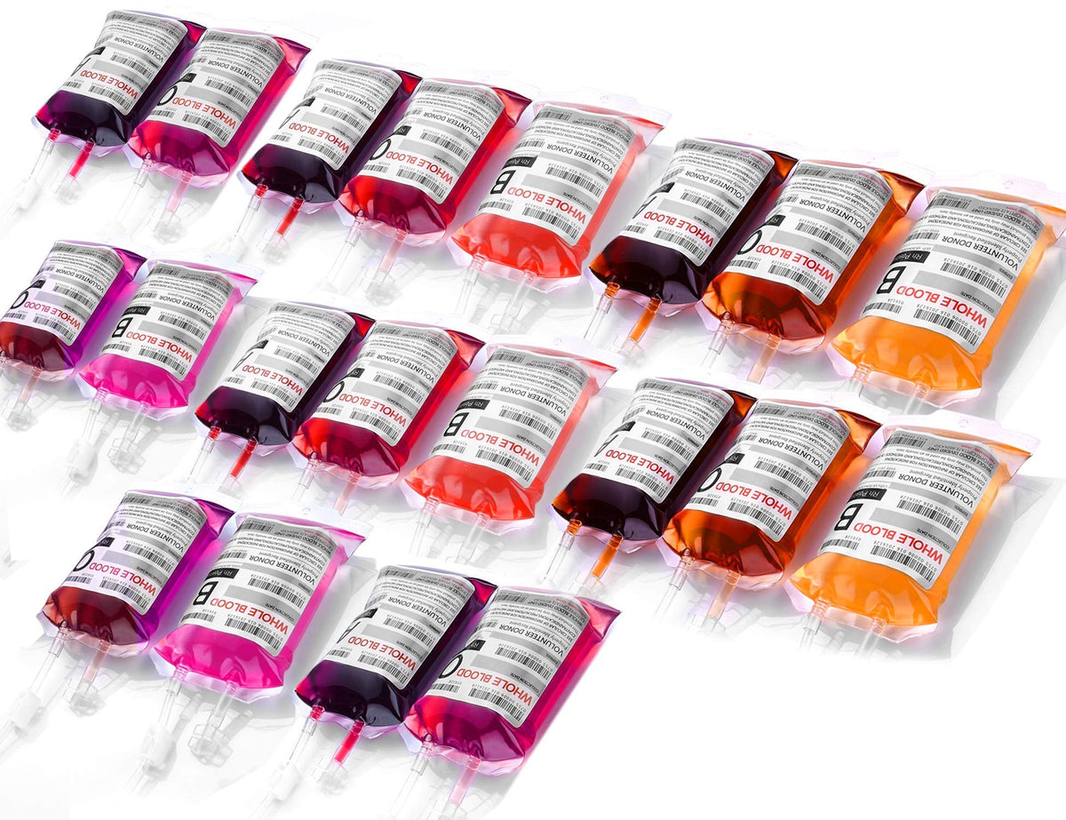 WYNK blood bag drink container 11.5 oz ready for Halloween party table setups.