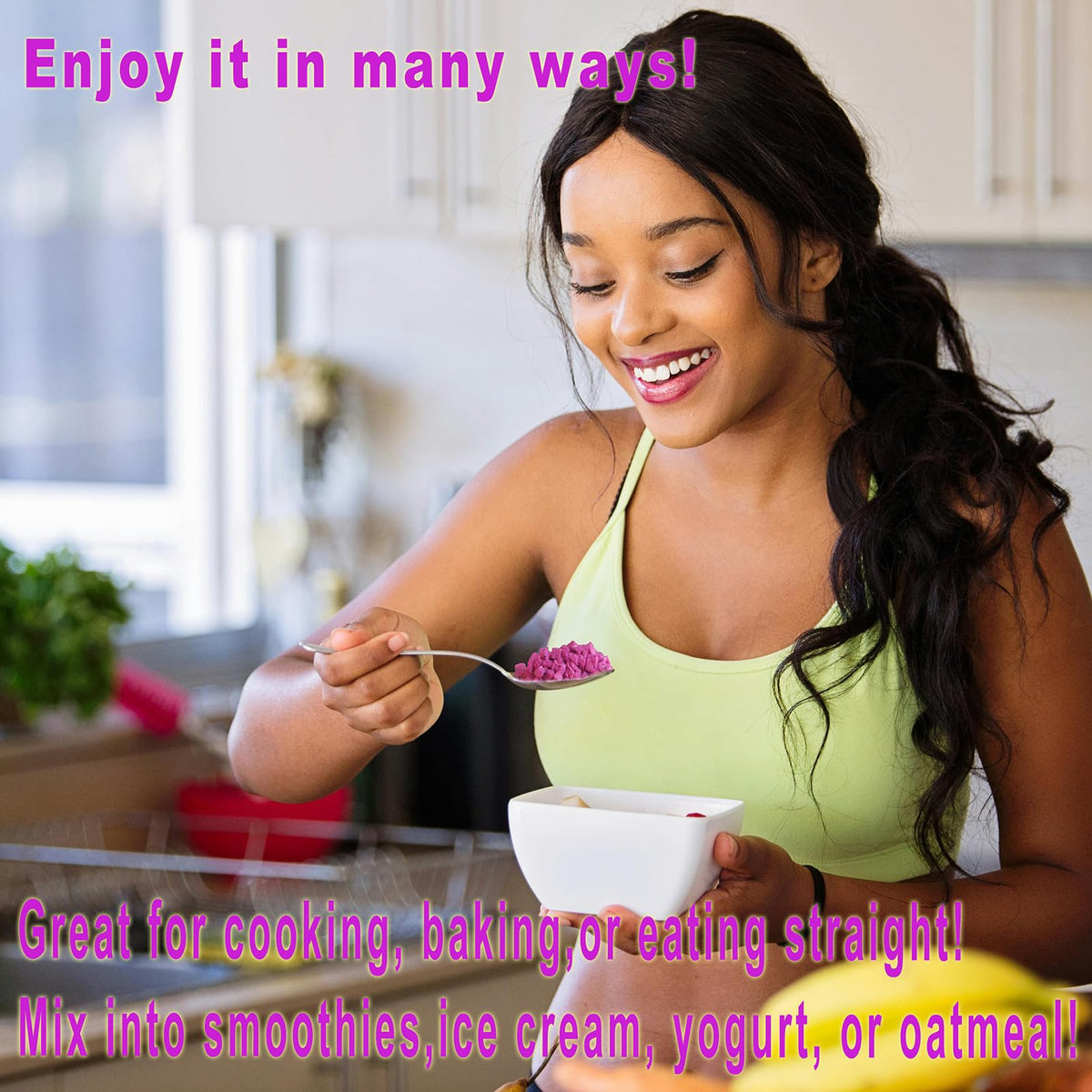 WZQLAOYS dragon fruit cubes stirred into smoothies for crunch