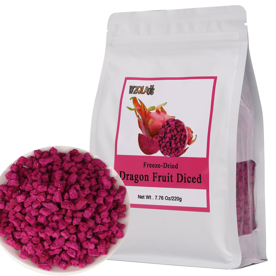 WZQLAOYS freeze-dried dragon fruit cubes in bag for healthy snacking