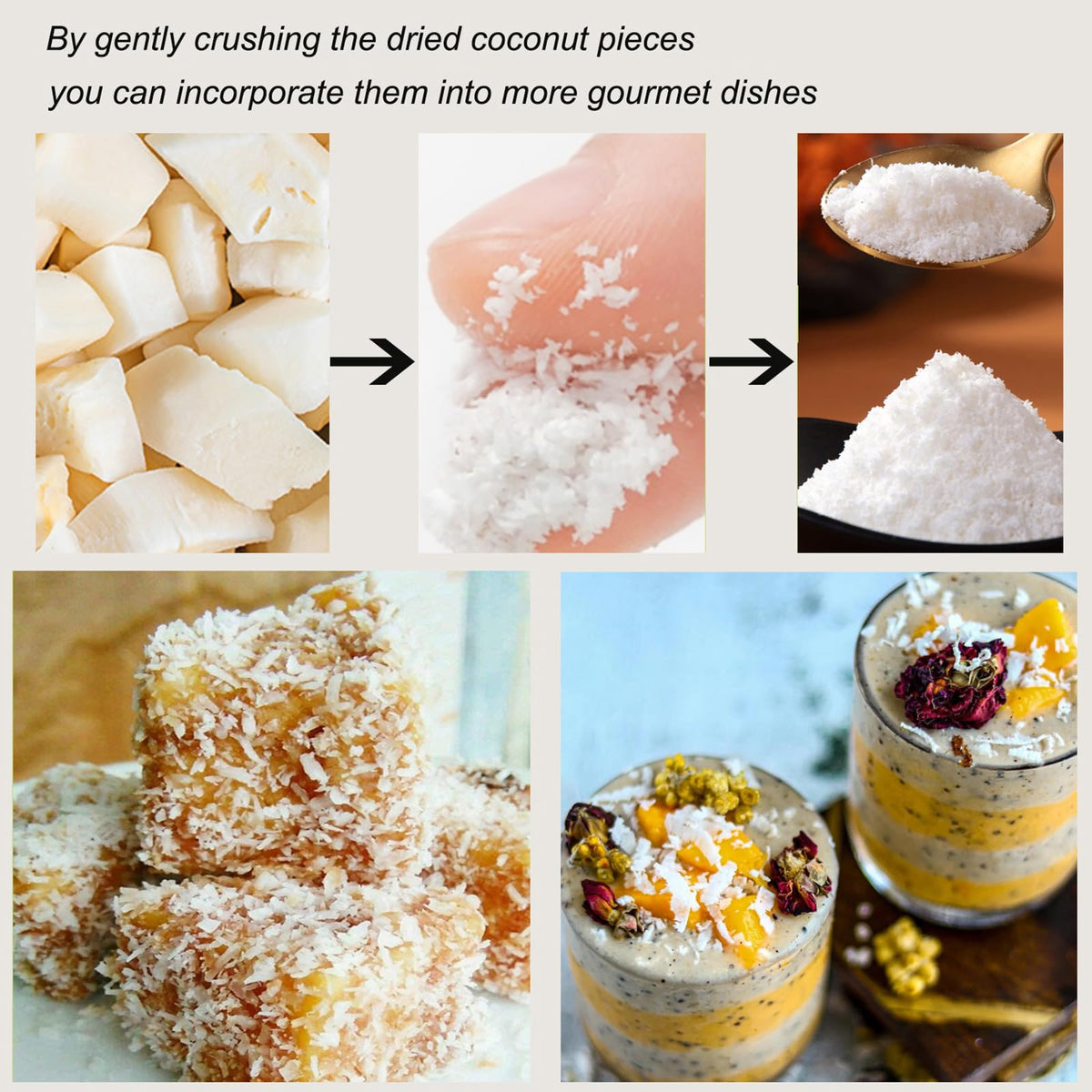 WZQLAOYS organic coconut chunks versatile and natural
