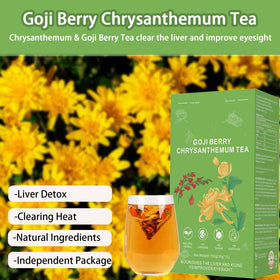 XICOFISS Goji Berry Chrysanthemum Tea brewing in hot water.