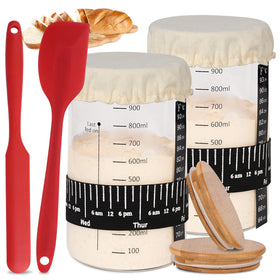 Xileanalee Pro sourdough starter jar kit close up shows the 35 oz jar for clear visibility