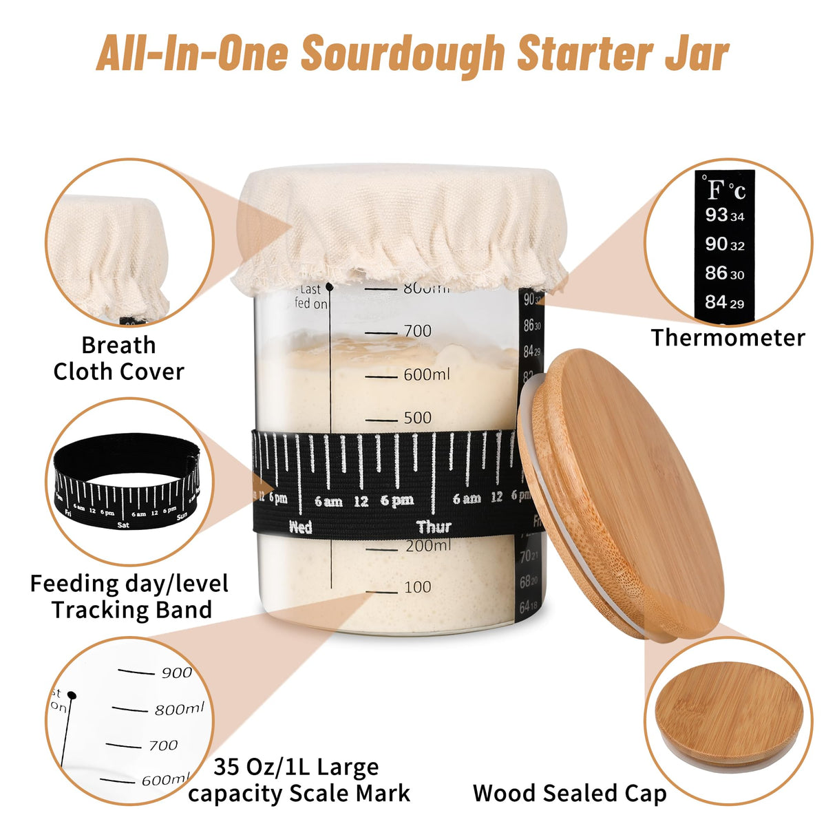 Xileanalee Pro jar with thermometer in view for precise monitoring