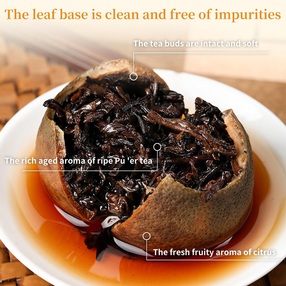 XIXICHA Ruby-colored tea liquor after steeping, with a sweet, lingering finish.