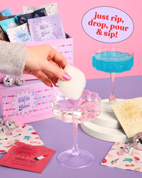 xo Fetti Art of Sucre Eras birthday celebration glitter bombs decorate drinks.