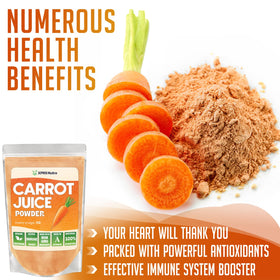 XPRS Nutra carrot powder and measuring scoop for precise, convenient portions