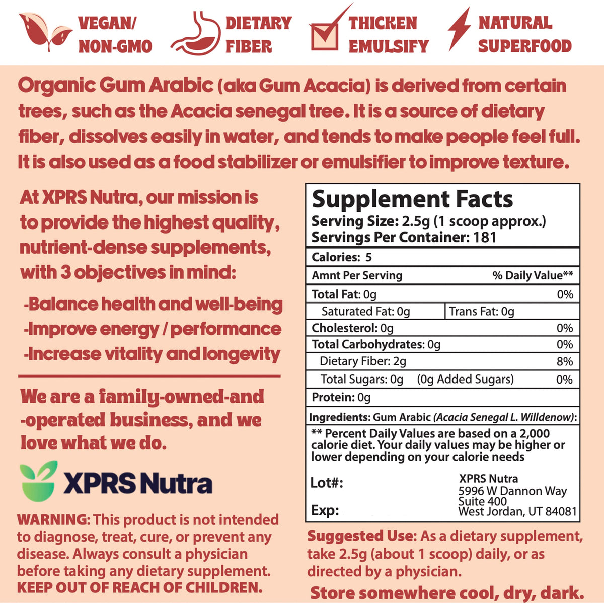 XPRS Nutra Gum Arabic powder reference for DIY cosmetic or personal care recipes.
