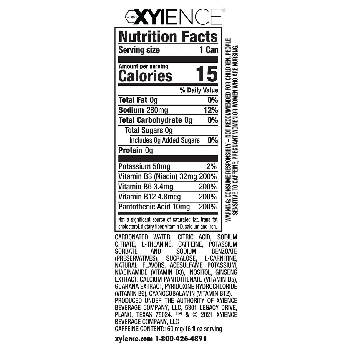 XYIENCE Blueberry Pomegranate label demonstrates natural flavors for everyday energy.
