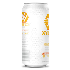 Xyience Mango Guava ingredients panel highlighting natural flavors and vitamins.